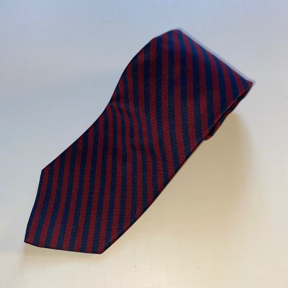 Brooks Brothers Makers Silk Tie Burgundy Navy Blue Rep Stripe Made in USA